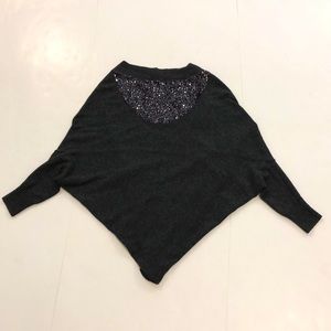 Armani Exchange XS Grey Sweater Charcoal Sequin Detail on back Shrug Excellent